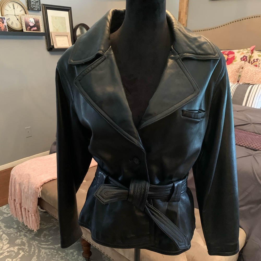 Leather bomber jacket